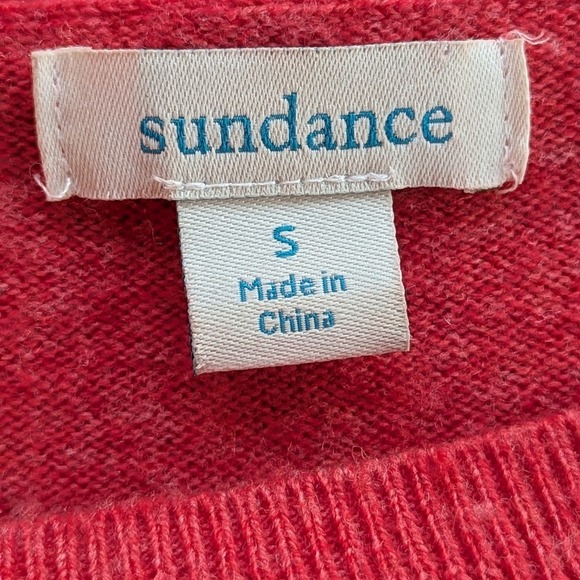Sundance Red Embroidered Heart Wool Blend Sweater Sz S - Picture 4 of 8
